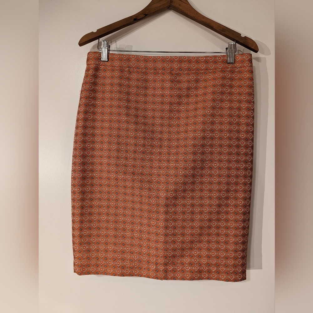 Club Monaco Pastel Orange Diamond Pattern Pencil Skirt, size 10